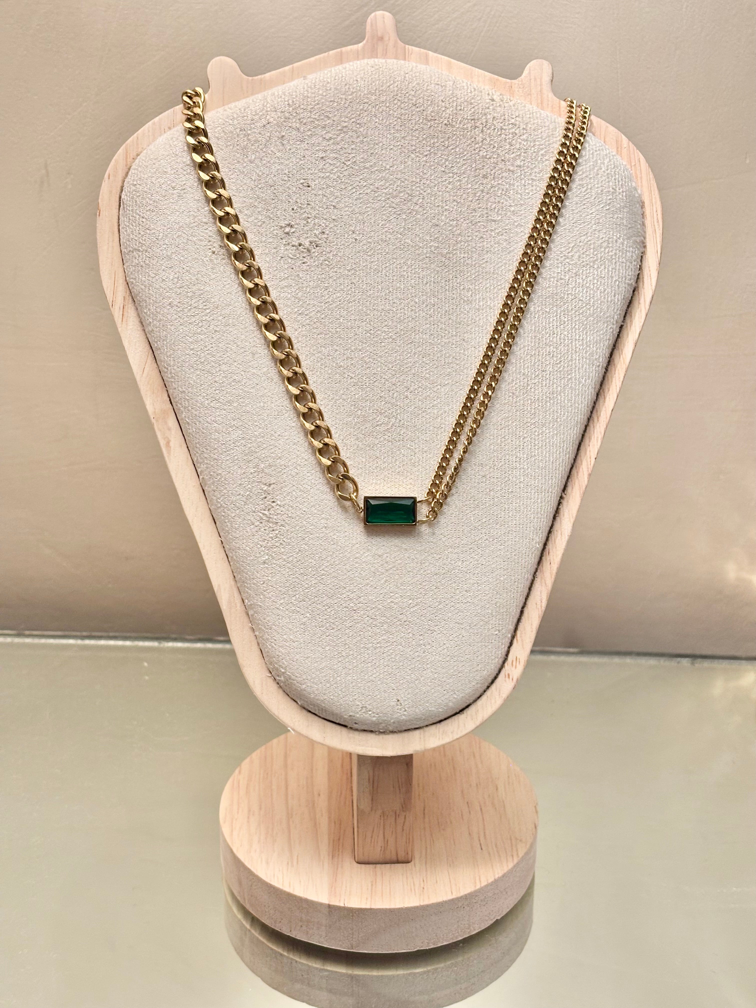 DUET EMERALD LINK NECKLACE