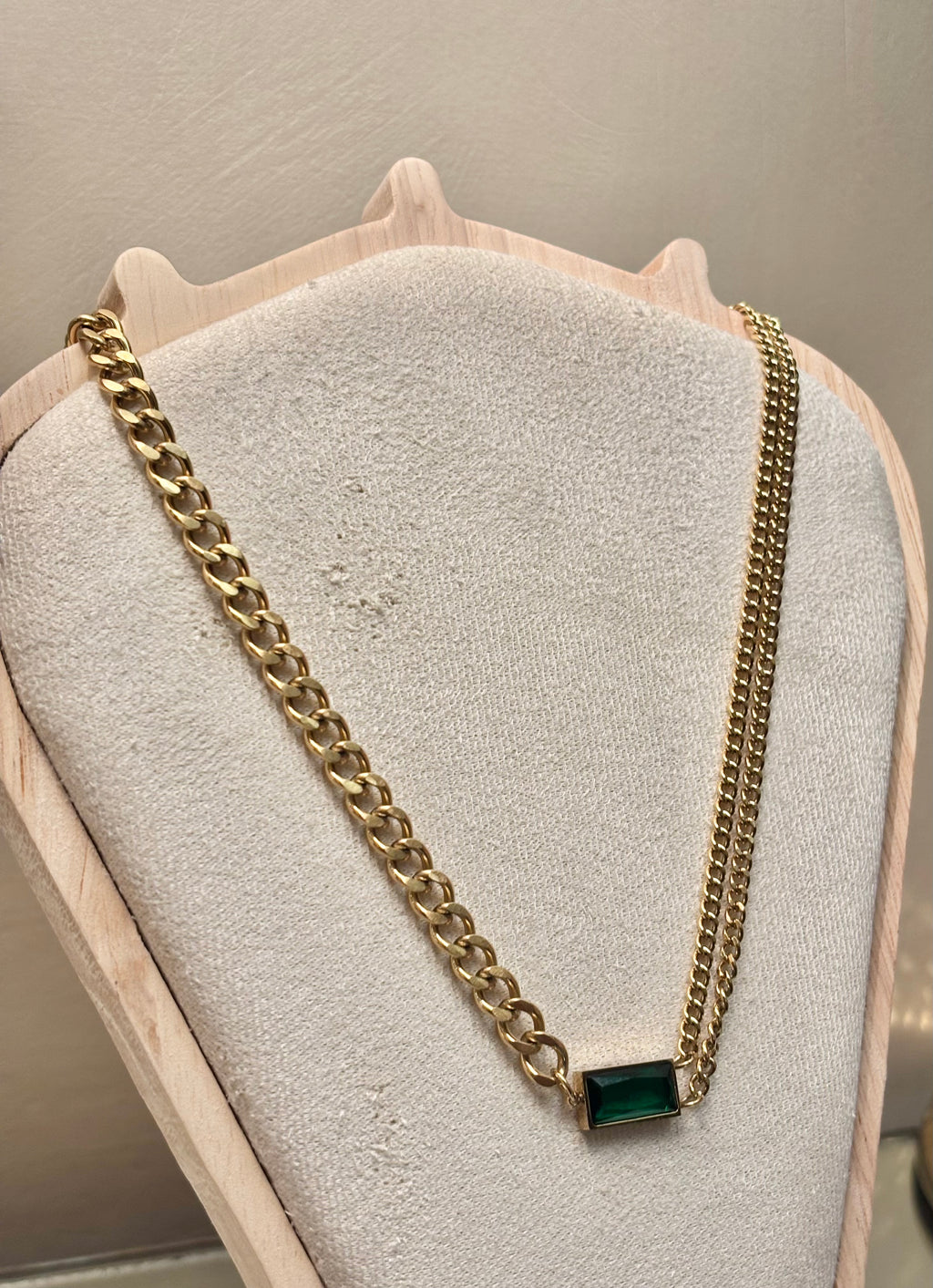 DUET EMERALD LINK NECKLACE