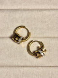 SCREW & CRYSTAL CHARM HOOPS