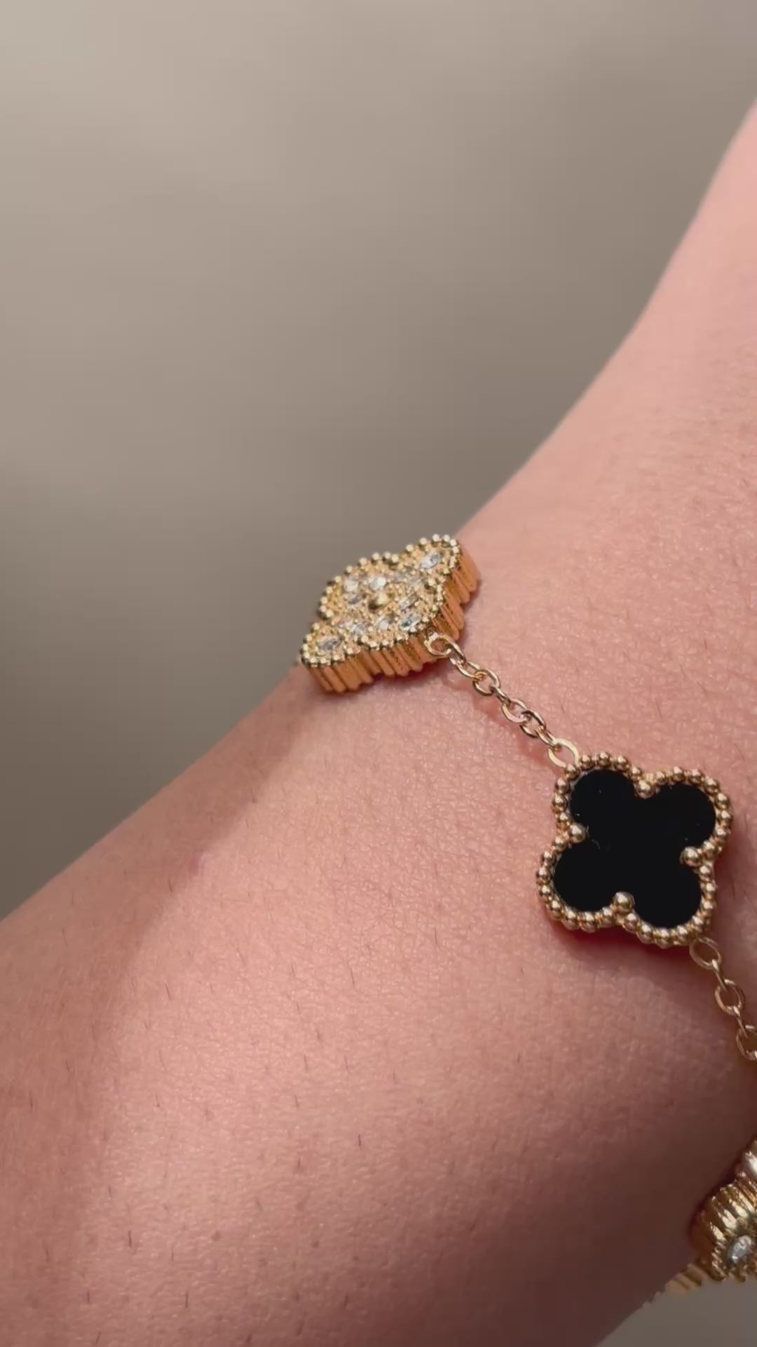 MIDNIGHT & CRYSTAL CLOVER BRACELET